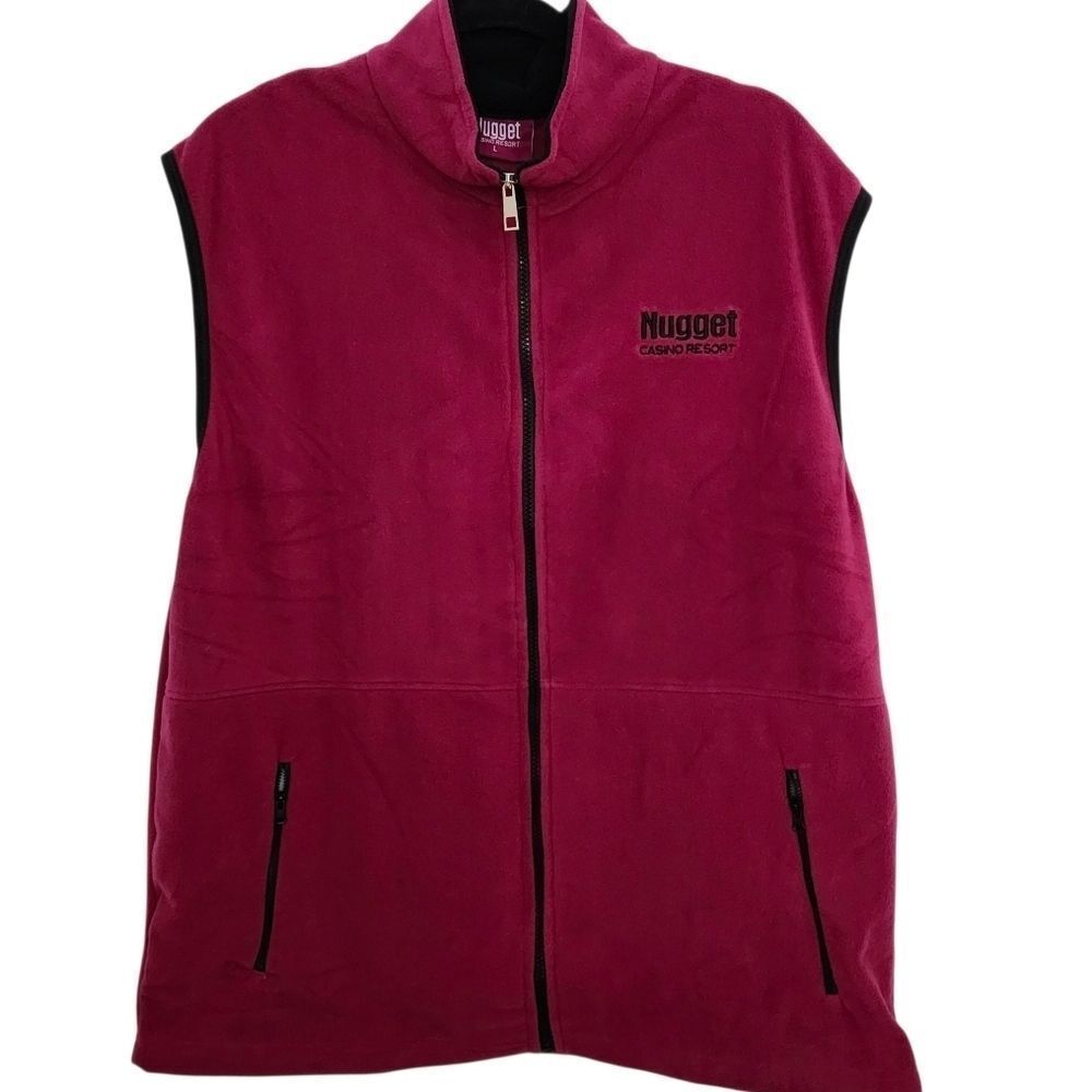 Nugget Casino Resort Unisex Magenta Fleece Vest Full Front Zip Zip Pockets Large